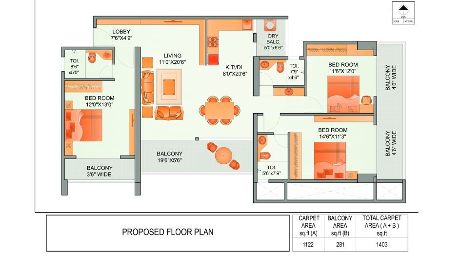 Aum-antariksh-Towers-Floor-plan-3 BHK-1403 Sqft